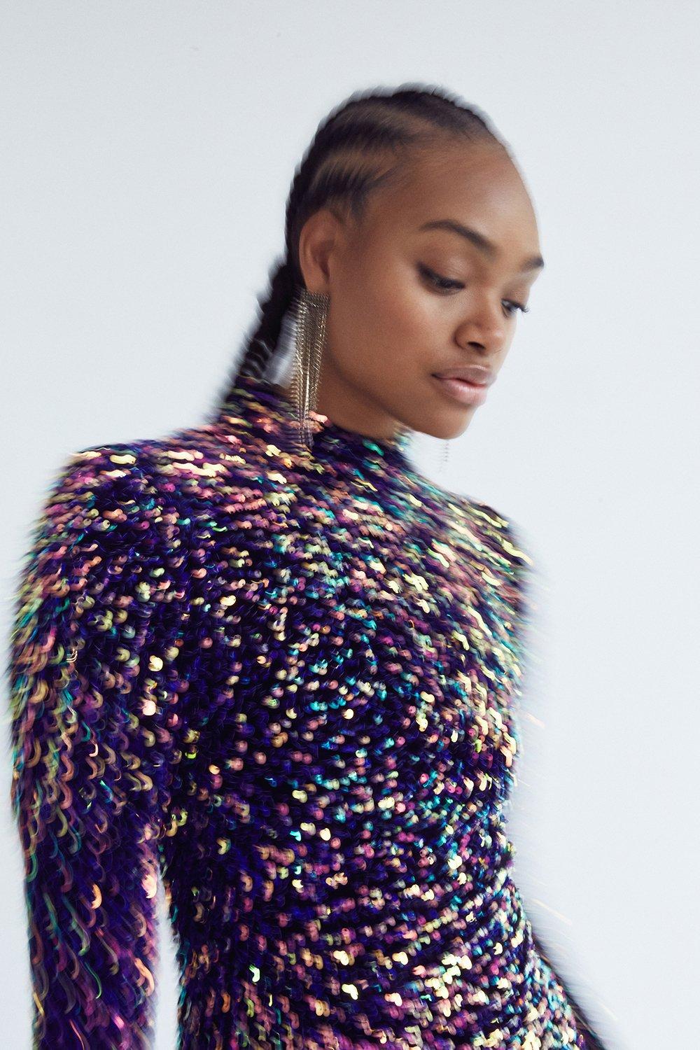 Holographic Mirror Sequin Dress | Warehouse
